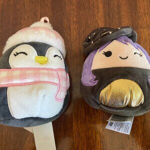 Squishmallow Set of 2 Luna Holiday Penguin & Voodie Witch Plush 5"